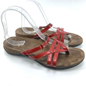 Womens Dansko Red Leather Thong Strappy Slip On Sandals Size EU 40 US 9.5-10